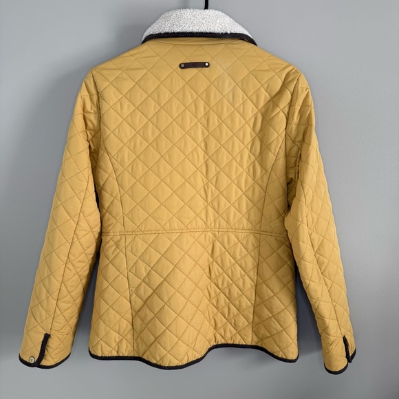 Lauren Ralph Lauren Mustard Quilted Jacket Faux Sherpa Collar Corduroy Trim Sz M - Picture 3 of 13
